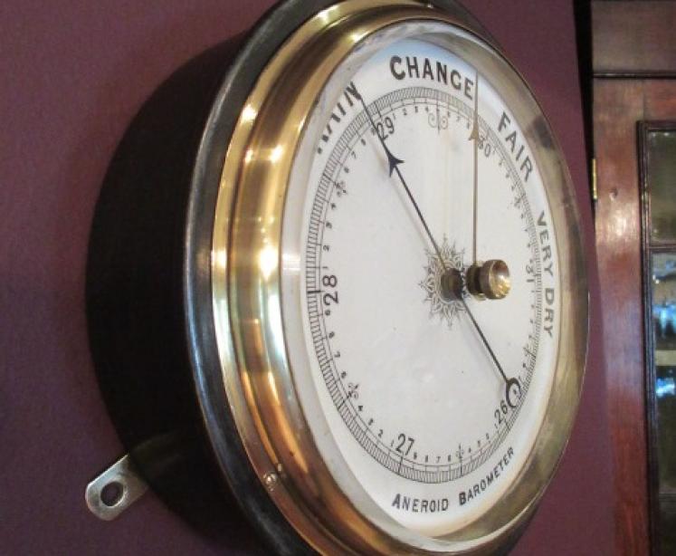 Large Antique Polished Steel  Marine Barometer - Image 5