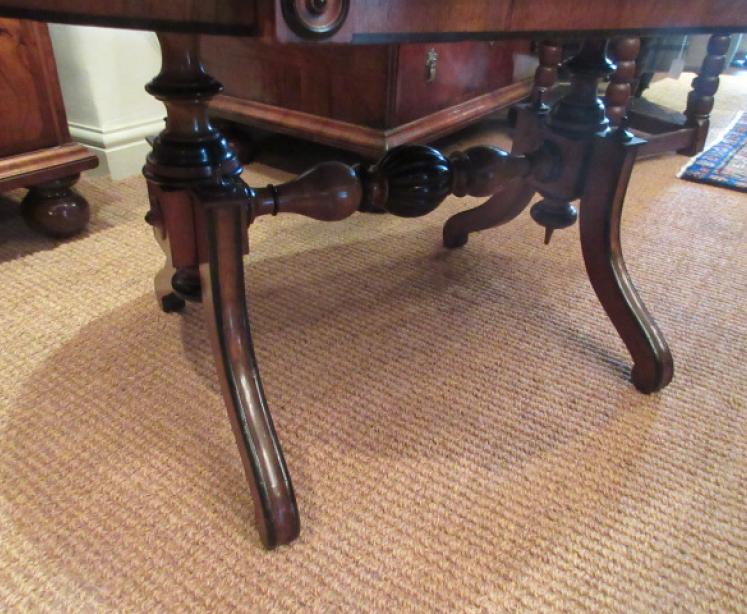 Antique Figured Walnut Shaped Top Coffee Table - Image 3