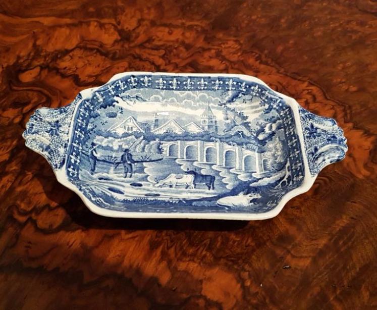 Early 19th Century Blue and White Transfer Print Pickle Dish - Image 1