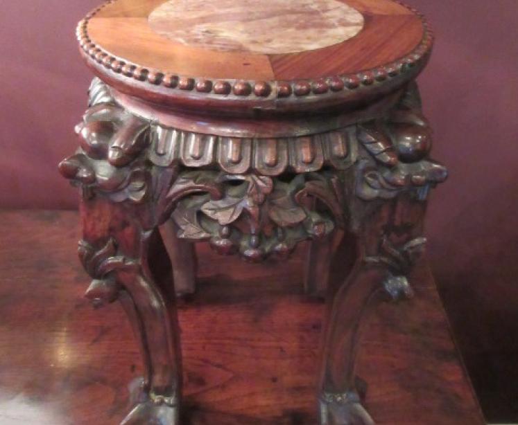 19th Century Antique Oriental Rosewood Plant Stand - Image 5