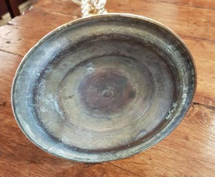 Large Pair Of Antique Brass Barley Twist Candlesticks  - Image 4