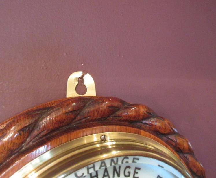 Mid Victorian Antique Polished Oak Ship's Barometer - Image 4