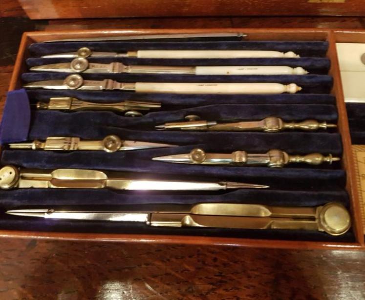 Superb Victorian Mahogany Cased Drawing Instruments Set - Image 3