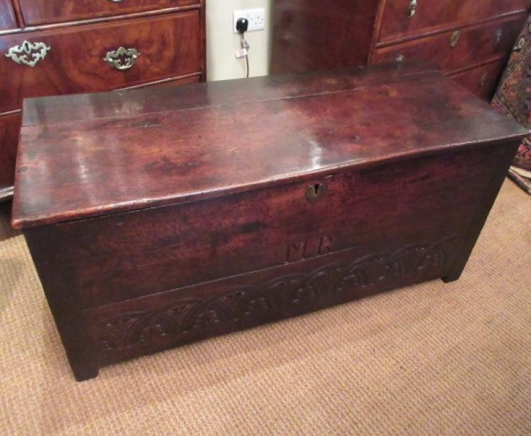 Superb 17th Century Oak Carved Front Coffer c.1670 - Image 1