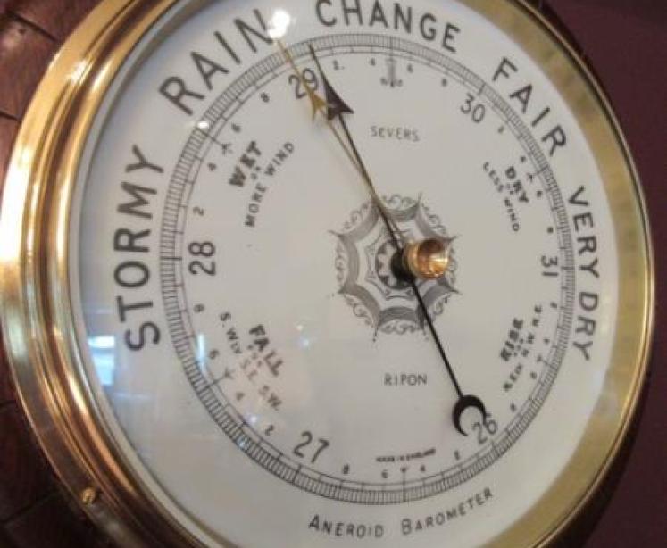 Large Antique Polished Oak Ripon Barometer - Image 2