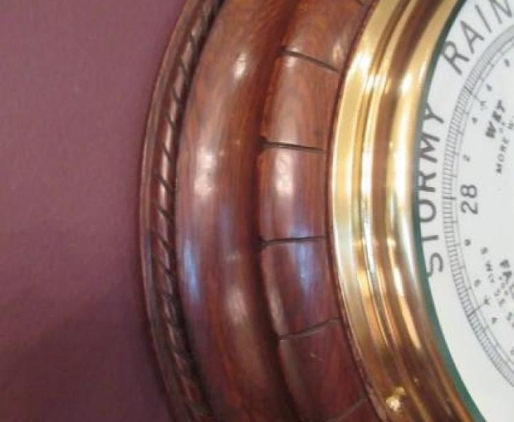 Large Antique Polished Oak Ripon Barometer - Image 3