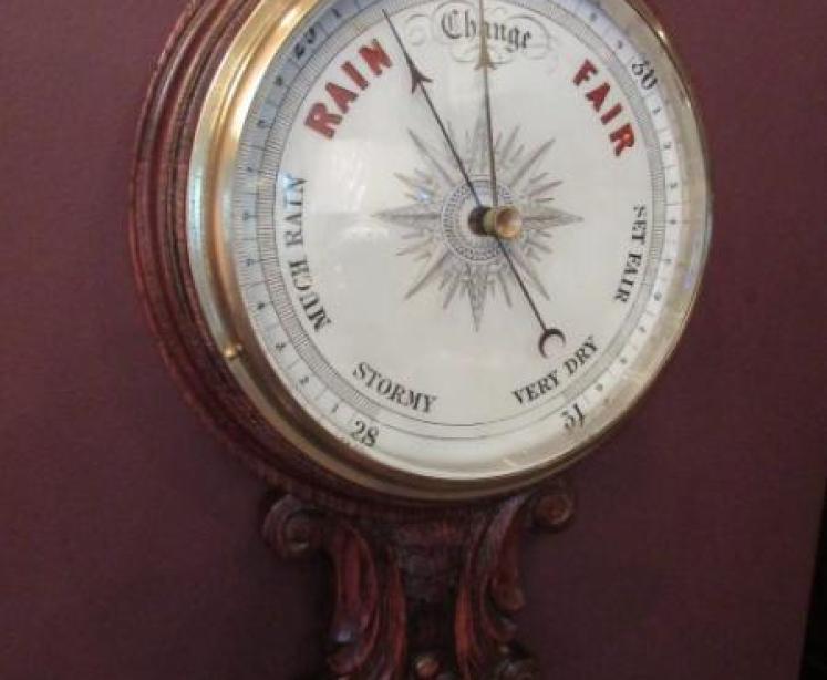 Superb Antique Polished Oak Banjo Barometer - Image 2