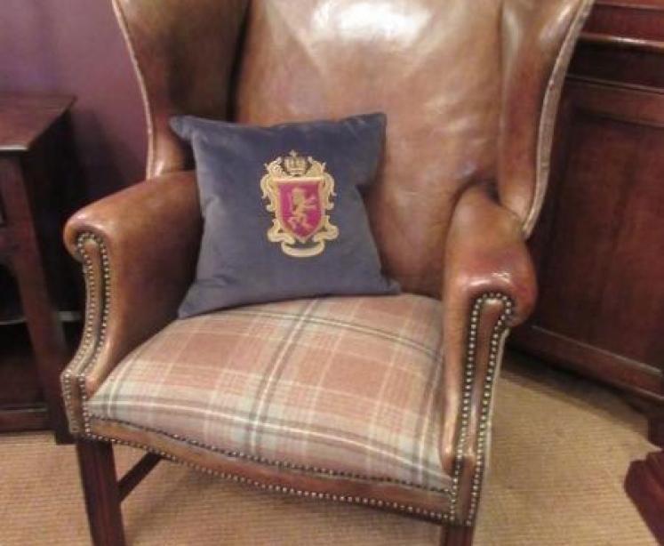 Superb 19th Century Antique Leather Wing Back Armchair - Image 1