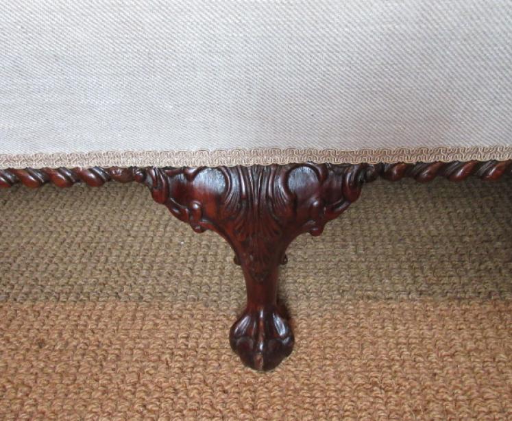Antique George III Style Upholstered Hump Back Sofa - Image 3