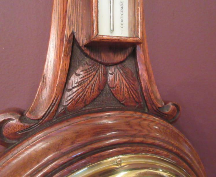 Small Victorian Antique Polished Oak Banjo Barometer - Image 3