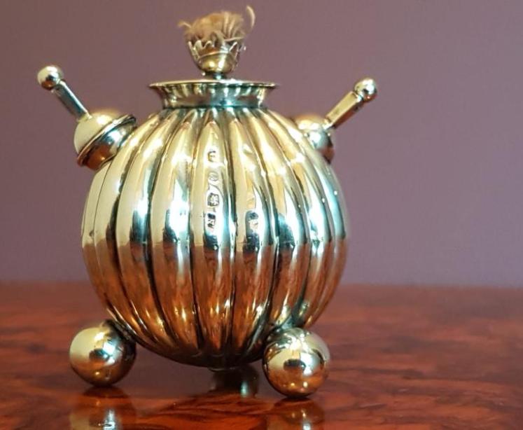 Victorian Antique Novelty Silver Grenade Table Lighter - Image 4
