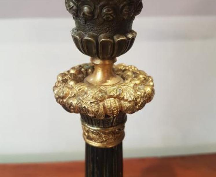 Superb Pair of Regency Antique Bronze & Ormolu Candlesticks - Image 4