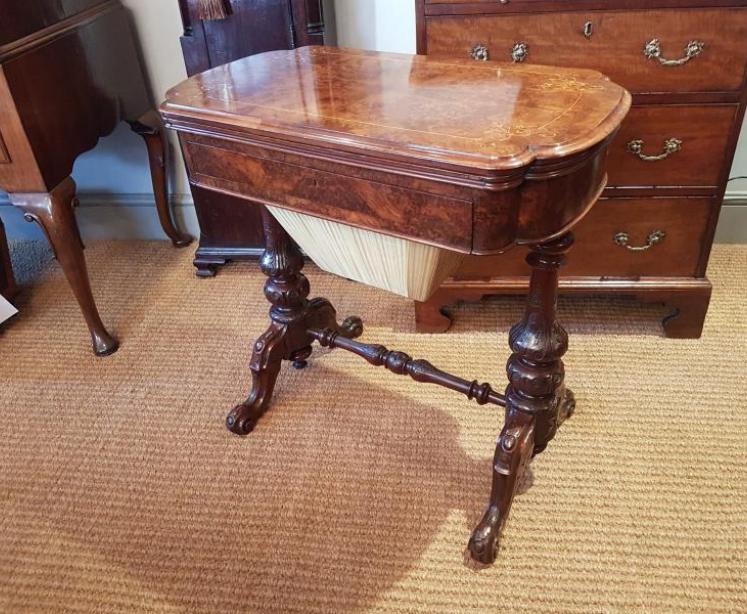 Victorian Burr Walnut Work and Gaming Table  - Image 5
