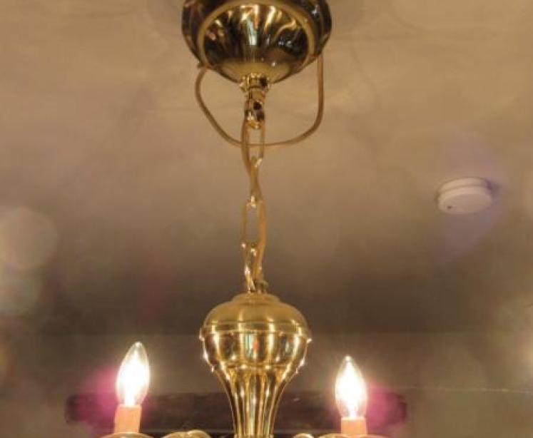 Impressive Antique Edwardian Two Tier Brass Chandelier - Image 2