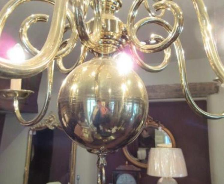 Impressive Antique Edwardian Two Tier Brass Chandelier - Image 3