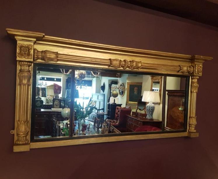 Antique Regency Timber Gilt Over Mantel Mirror - Image 1