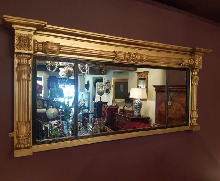 Antique Regency Timber Gilt Over Mantel Mirror - Image 5