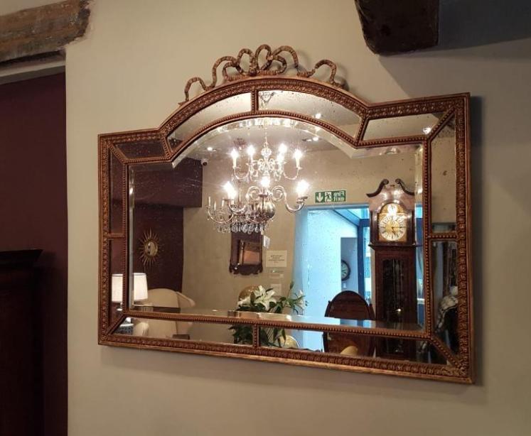 Early Victorian Timber Gilt Segmented Over Mantel Mirror - Image 1