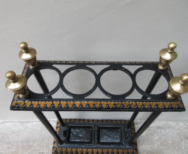Victorian Antique Cast Iron Gilded Stick Stand - Image 2