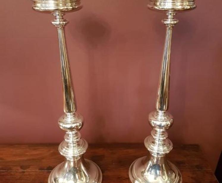 Superb Pair of Antique Silver plated Church Candlesticks - Image 1