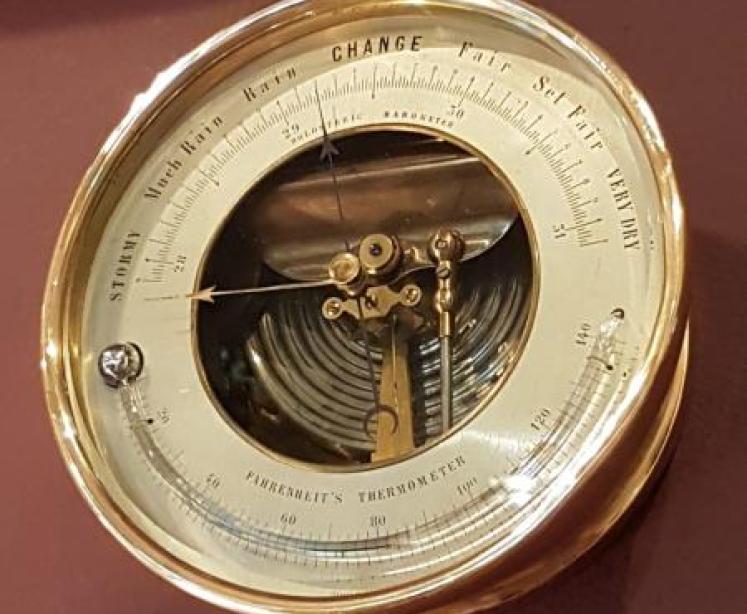 Antique Victorian Bronze Cased Marine Barometer - Image 3