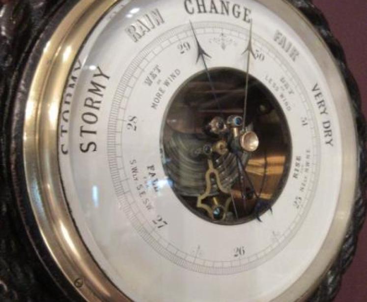 Large Victorian Antique Polished Oak Ship's Barometer - Image 2