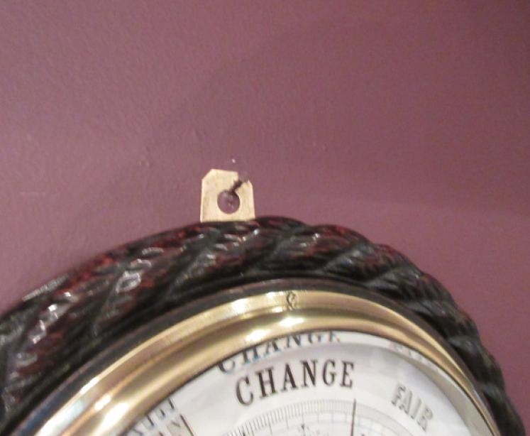 Large Victorian Antique Polished Oak Ship's Barometer - Image 4