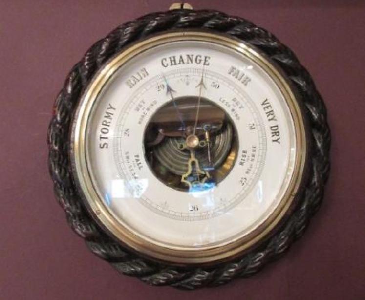 Large Victorian Antique Polished Oak Ship's Barometer - Image 5