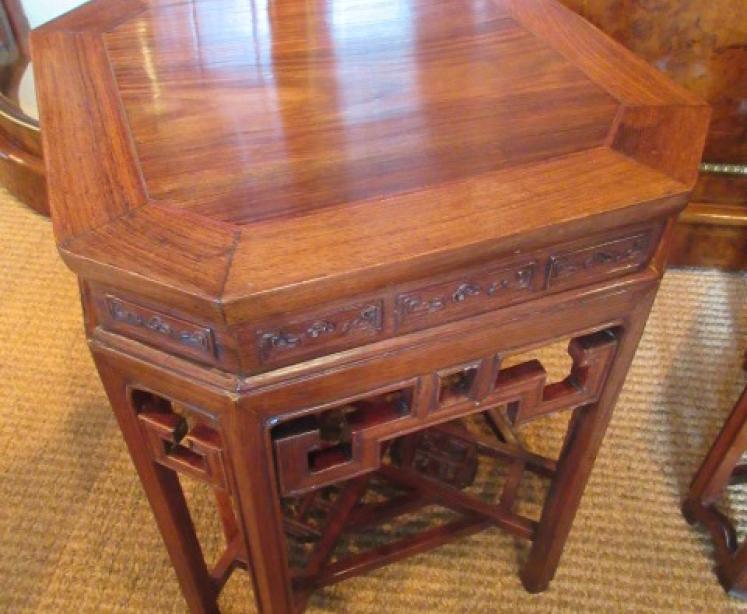 Superb Pair of Oriental Antique Rosewood Lamp Tables - Image 5