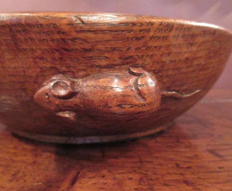 Early Mouseman Adzed Solid Oak Large Fruit Bowl - Image 3