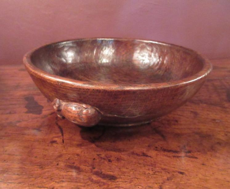 Early Mouseman Adzed Solid Oak Large Fruit Bowl - Image 5