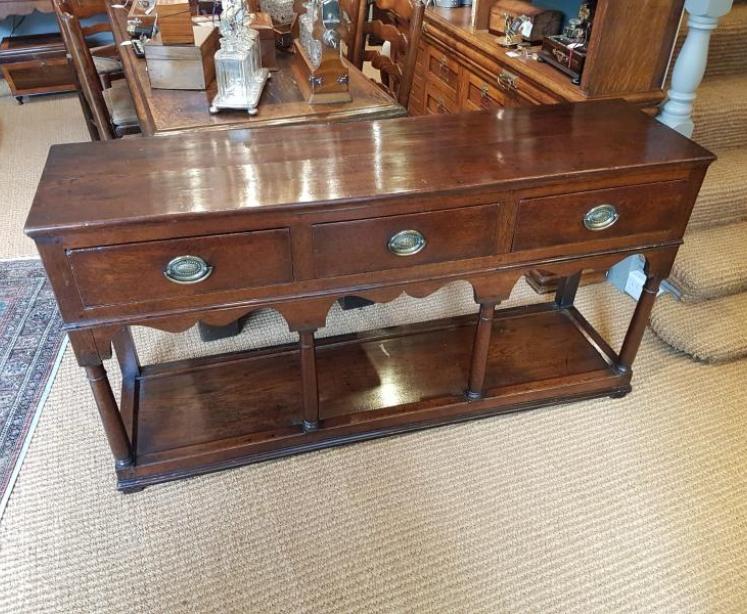 Antique George III Oak Open Pot Board Dresser - Image 1