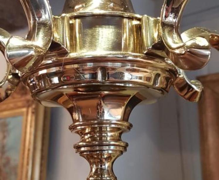 Small Edwardian Cast Brass Five Arm Chandelier - Image 4