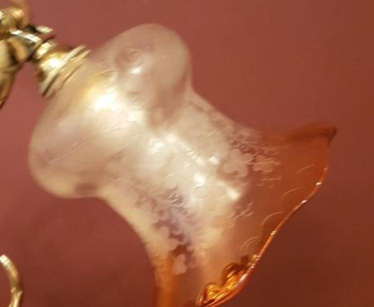 Edwardian Adjustable Brass Table Lamp and Original Shade - Image 2