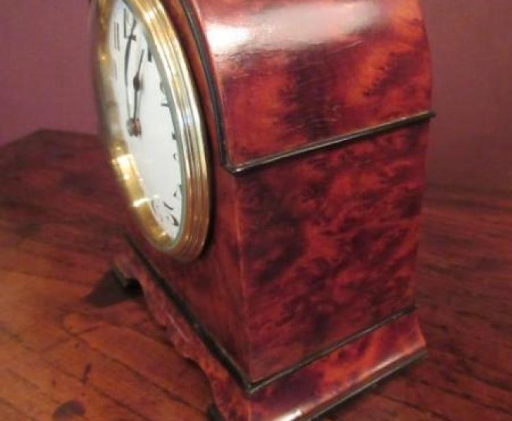 Edwardian Amboyna & Ebony Inlaid Mantel Clock - Image 4