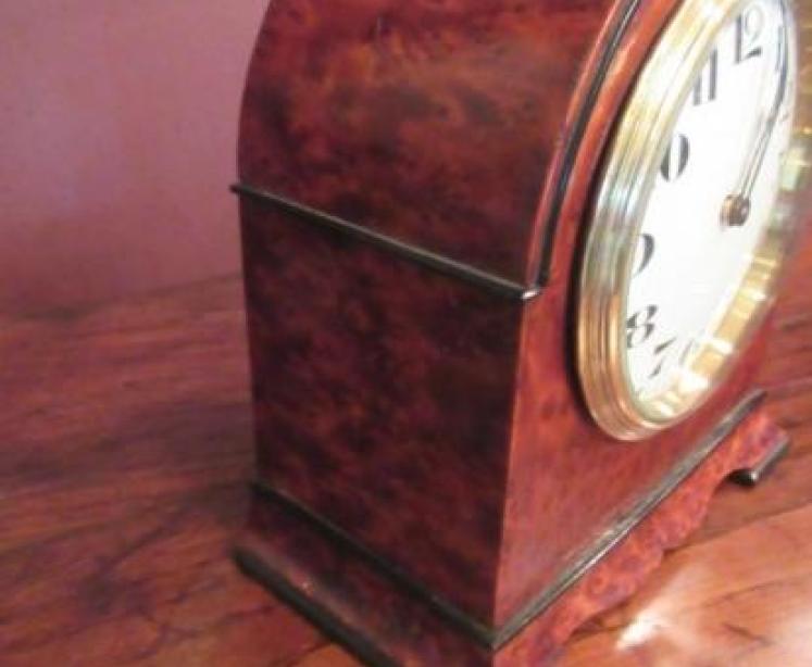 Edwardian Amboyna & Ebony Inlaid Mantel Clock - Image 5
