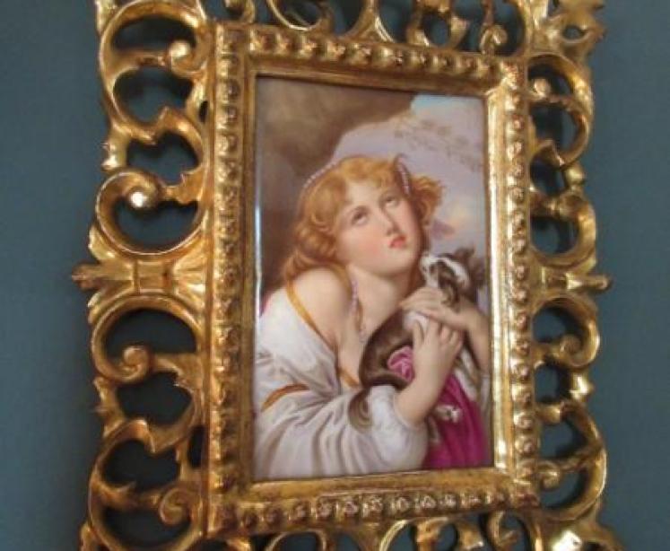 Pair of 19th Century Vienna Porcelain Plaques in Frames  - Image 2