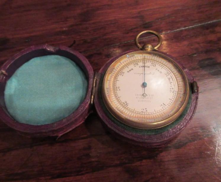 Antique Liverpool Pocket Barometer in Case - Image 1