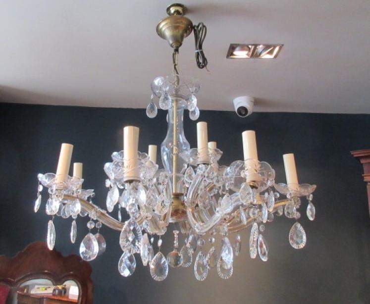 Antique Crystal Cut Glass Two Tier Chandelier - Image 1