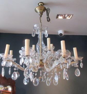 Antique Crystal Cut Glass Two Tier Chandelier