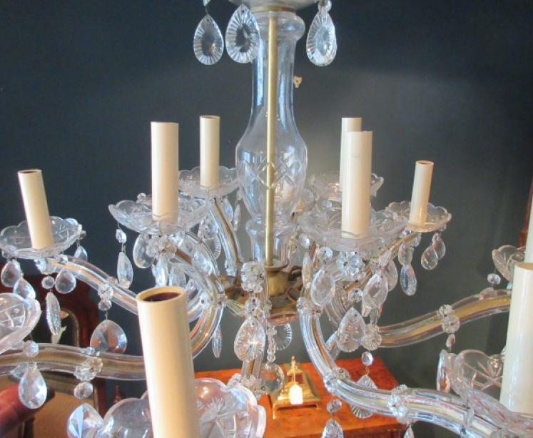 Antique Crystal Cut Glass Two Tier Chandelier - Image 3
