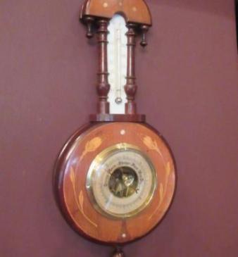 Edwardian Antique Inlaid Pendant Banjo Barometer
