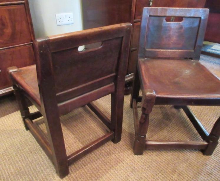 Rare Pair of Early Mouseman Panelled Back Side Chairs - Image 4