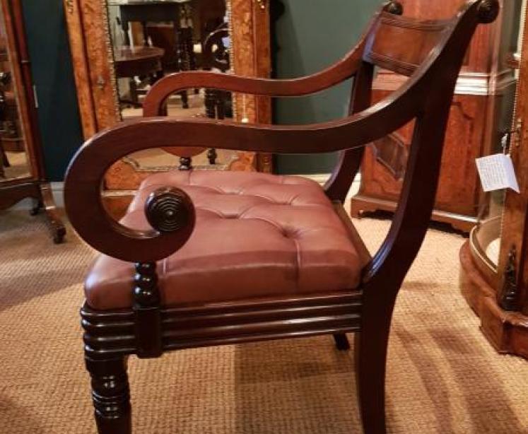 Antique Regency Period Mahogany Arm Chair - Image 5