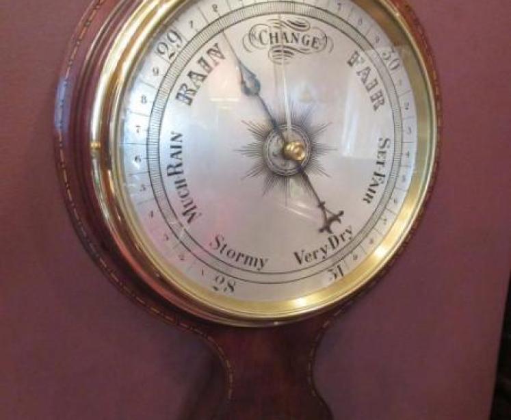 Top Quality Antique Sheraton Inlaid Banjo Barometer - Image 2
