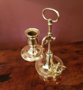 Unusual Victorian Cast Brass Chamber Stick and Snuffer
