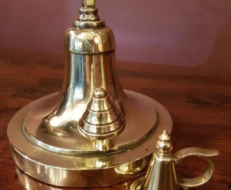 Unusual Victorian Cast Brass Chamber Stick and Snuffer - Image 3