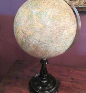 1920's 8" Geographia Paper Mache Terrestrial Globe