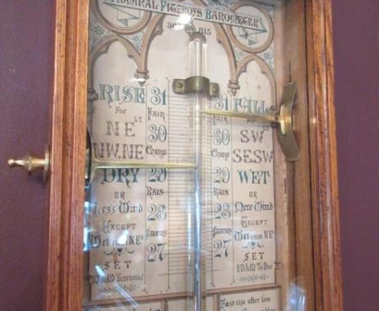 Edwardian Period Polished Oak Admiral Fitzroy Barometer - Image 4