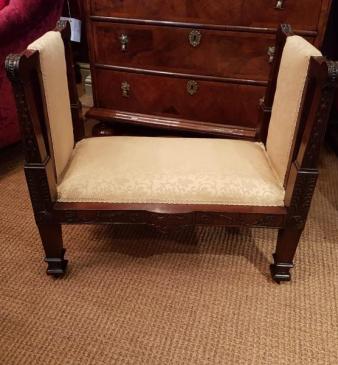 Edwardian Mahogany Chippendale Revival Window Seat